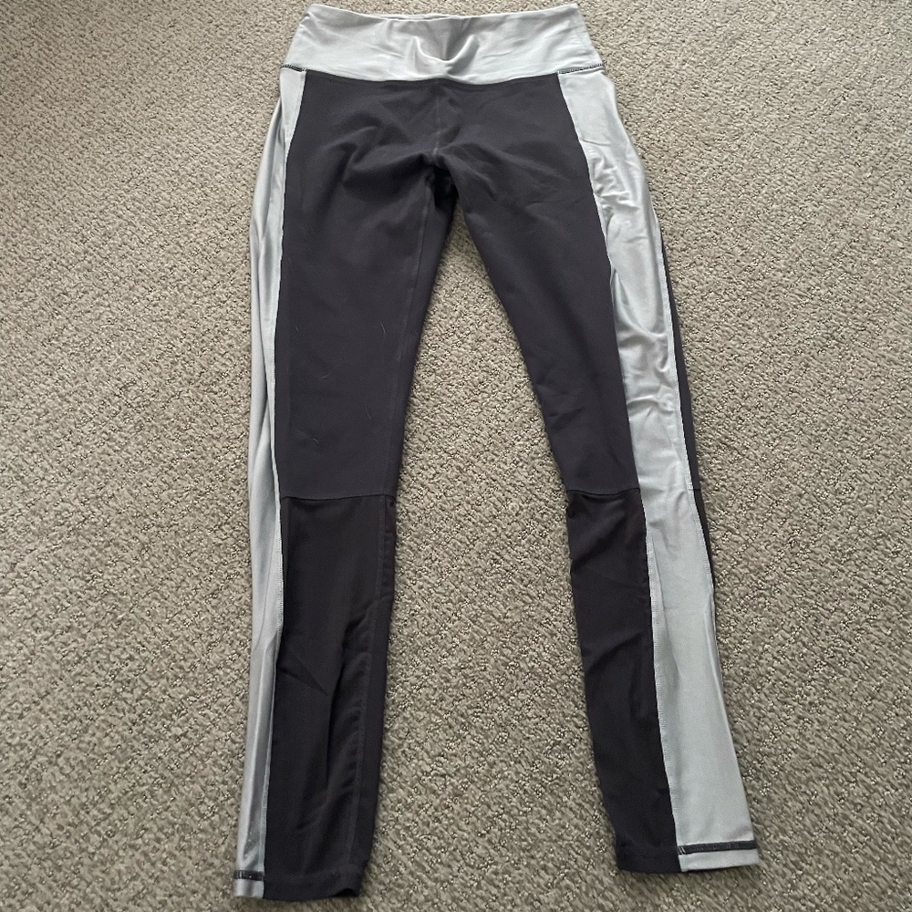 Fabletics Gray and Ice Blue Workout Leggings